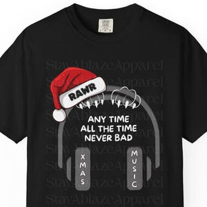 Xmas Music Any Time | Fun Comfy Graphic Unisex T-shirt|Can You name my fave Kpop Boy Group & Song Inspo?| Kpop deep voice prince lyric lover
