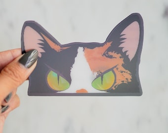 Glückskatze Peeker Vinyl Aufkleber 3D Bewegung/Animiert | Katzen Aufkleber | Katzen Aufkleber | Peeker Aufkleber | Wasserfest