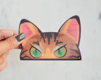 Bengal Katze Peeker Vinyl Aufkleber 3D Bewegung/Animiert | Katzen Aufkleber | Katzen Aufkleber | Peeker Aufkleber | Wasserfest