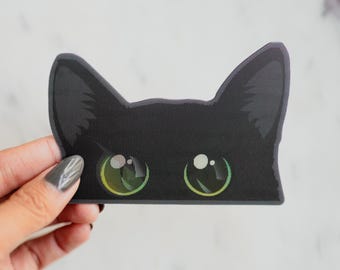 Schwarze Katze Peeker Vinyl Aufkleber 3D Bewegung/Animiert | Katzen Aufkleber | Katzen Aufkleber | Peeker Aufkleber | Wasserfest