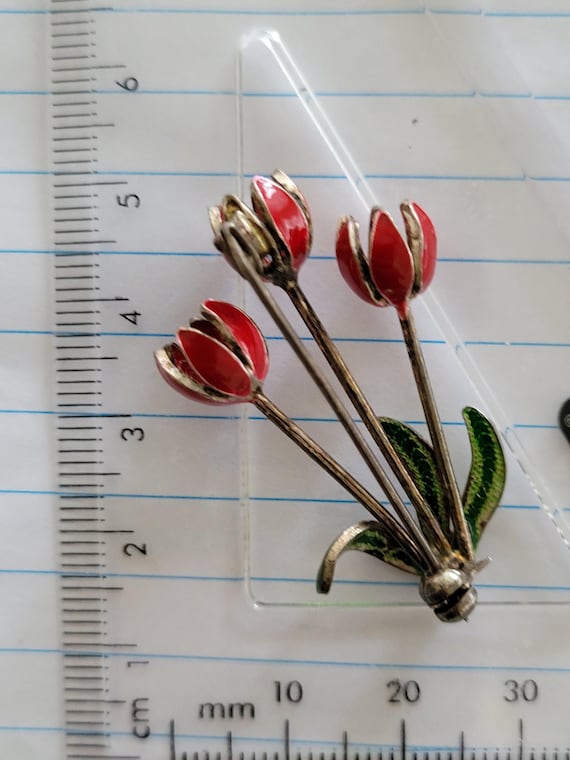 VTG  European enamel sterling silver broach