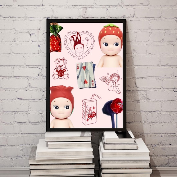 Sonny angel red aesthetic poster red aesthetic cherry poster strawberry poster Sonny angels New poster with red accents and pink poster