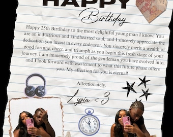 Happy Birthday Strapbook Flyer: Canva Editable Template (Digital Download)