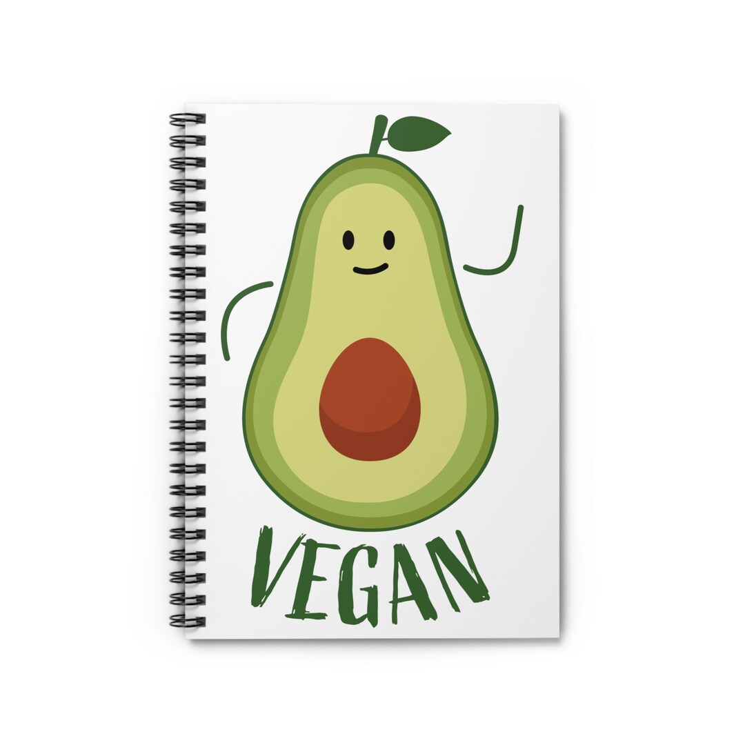 Cute Avocado Vegan Notebook | Spiral Ruled Journal - Etsy