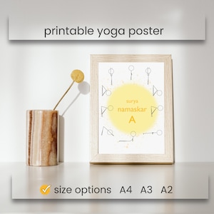 Surya Namaskar A Yoga Sequence Printable Poster – Sun Salutation A Wall Art – Minimal Yoga Flow for Home or Studio