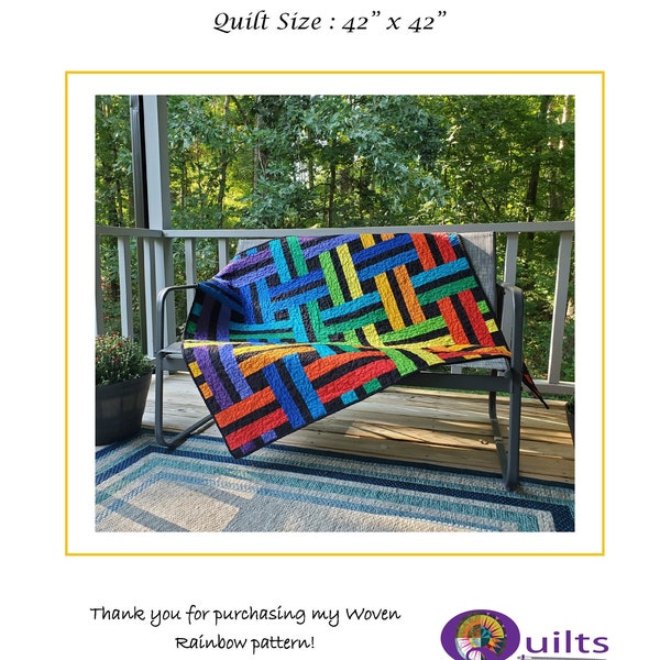 PDF Quilt Pattern - Woven Rainbow - Jelly Roll Friendly, by Quilts-To-Bee