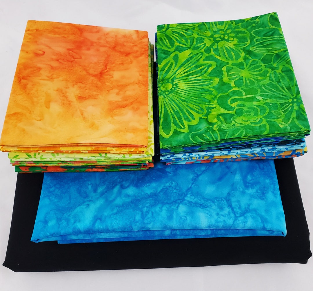 Batik Fabric Bundle Summer Zest and Black Tonal Batiks From Robert