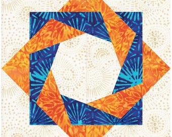 Intertwined Squares —FPP Block Bundle - Finished Block Sizes 4”, 6”, 8”, 10”, 12” and 14” - PDF Instant Download