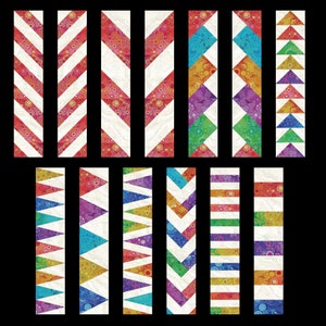 2 inch Quilt Border Designs —10 FPP Block Bundle set -  Finished Block 2&quot; x 10&quot;  PDF Instant Download