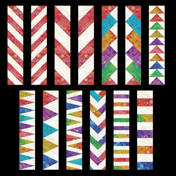 2 inch Quilt Border Designs —10 FPP Block Bundle set -  Finished Block 2" x 10"  PDF Instant Download