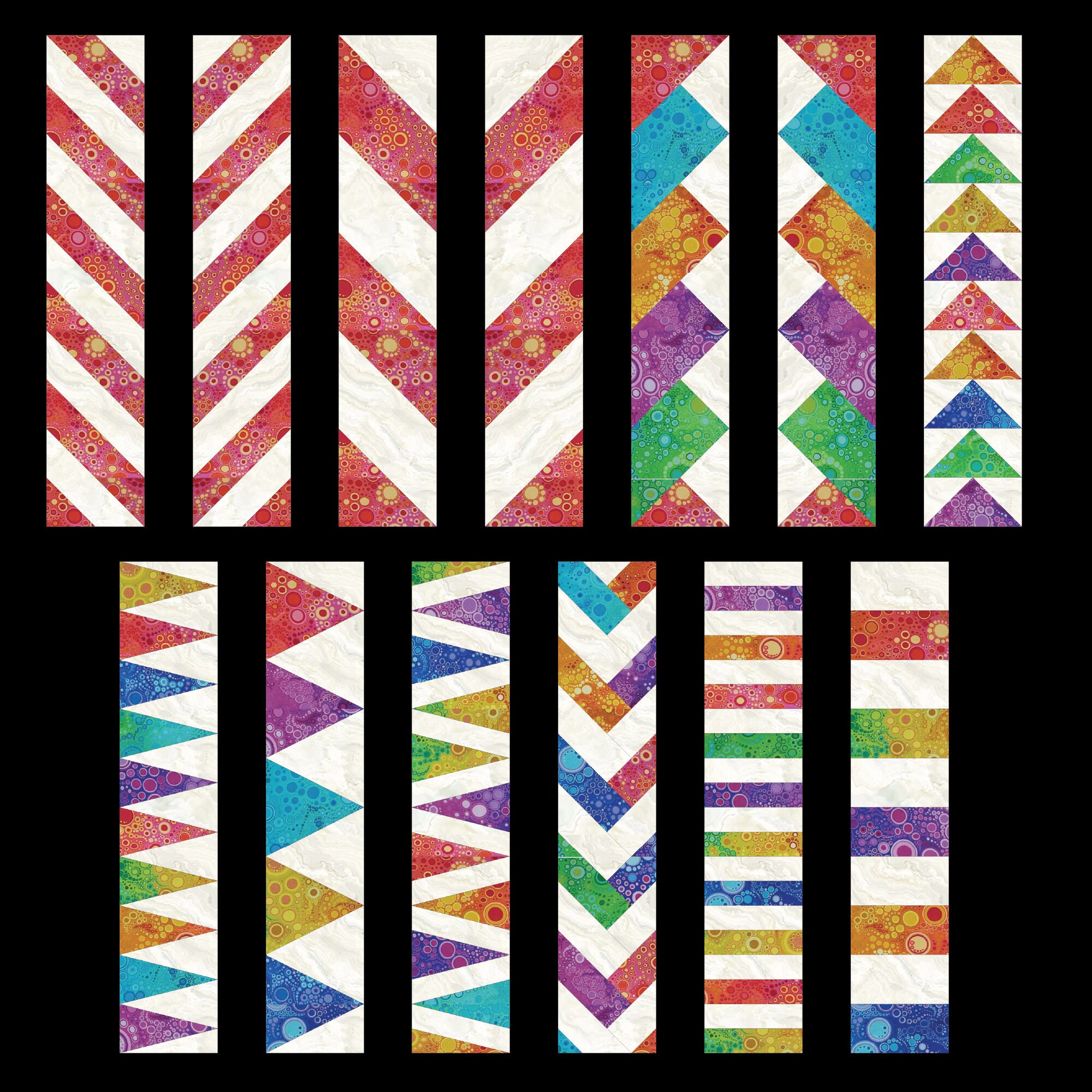 2 Inch Quilt Border Designs 10 FPP Block Bundle Set Finished Block 2 X 10 PDF Instant Download - Etsy