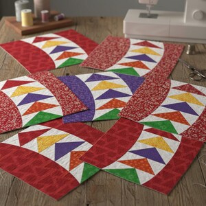 Curved Flying Geese Blocks—FPP Bundle 1 - Set of 8 Block Sizes— 3,4,5,6,7,8,9 and 10” - PDF Instant Download image 3