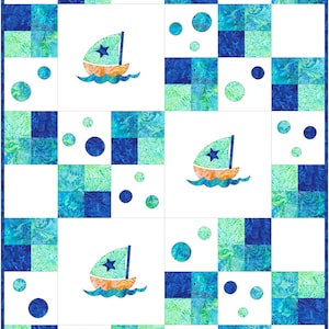 PDF Quilt Pattern - Sailboats and Bubbles, by Quilts-To-Bee