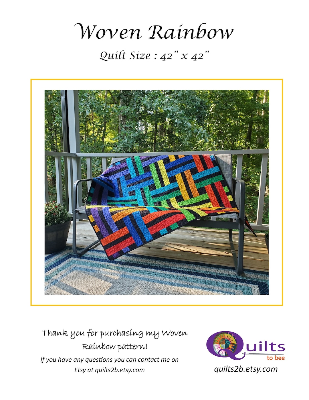 PDF Quilt Pattern - Woven Rainbow - Jelly Roll Friendly, by Quilts-to ...
