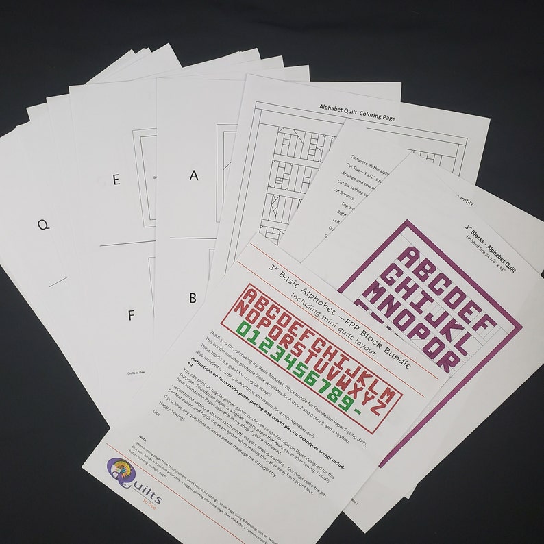 3 Inch Basic Alphabet - FPP Block Bundle - Includes Mini Quilt Pattern ...