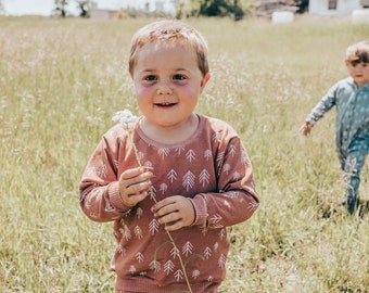 Rust Pine Trees Crew Neck // going home outfit // boho baby // gender neutral // baby girl // baby boy