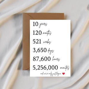 Tarjeta de aniversario, décimo aniversario, aniversario de bodas