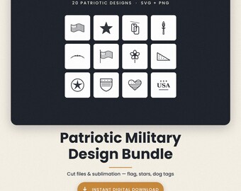 Patriottisch militair SVG-pakket, snijbestanden voor hondenpenningen met Amerikaanse vlag (digitale download)