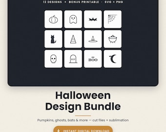 Halloween SVG-bundel, griezelige pompoen, spook en vleermuis snijbestanden (digitale download)