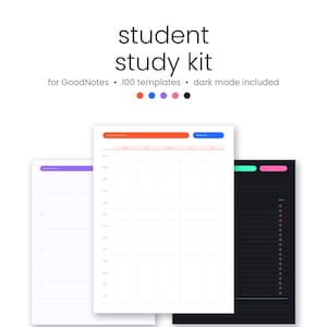 Kit de estudio para estudiantes para GoodNotes, 100 plantillas escolares digitales, horario de clases, seguimiento de tareas, planificador de exámenes, Notability para iPad