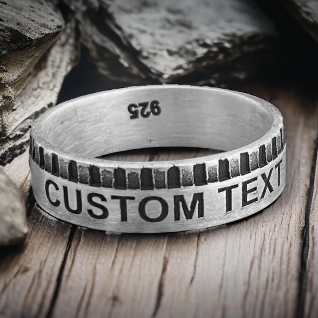 Personalized Sterling Silver Mens Ring With Custom Text, 925 Engraved ...