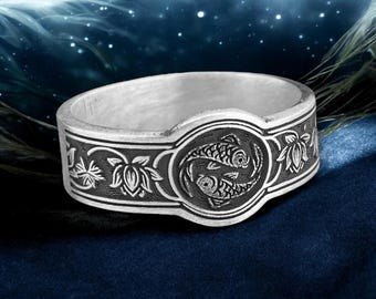 Silver Koi Fish Ring for Men – Handmade Symbolic Yin Yang Ring – Unique Gift for Boyfriend