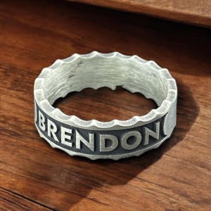 Custom Name Ring for Men in Sterling Silver – Personalized Band with Engraved Letters, Rugged Edges, Gothic Style Gift for Him