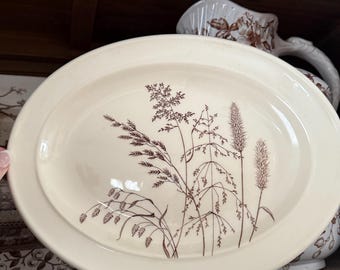 Vintage Brown Ironstone Small Platter Transferware J & G Meakin Windswept Brown British Gift Wall Plate Housewarming Party