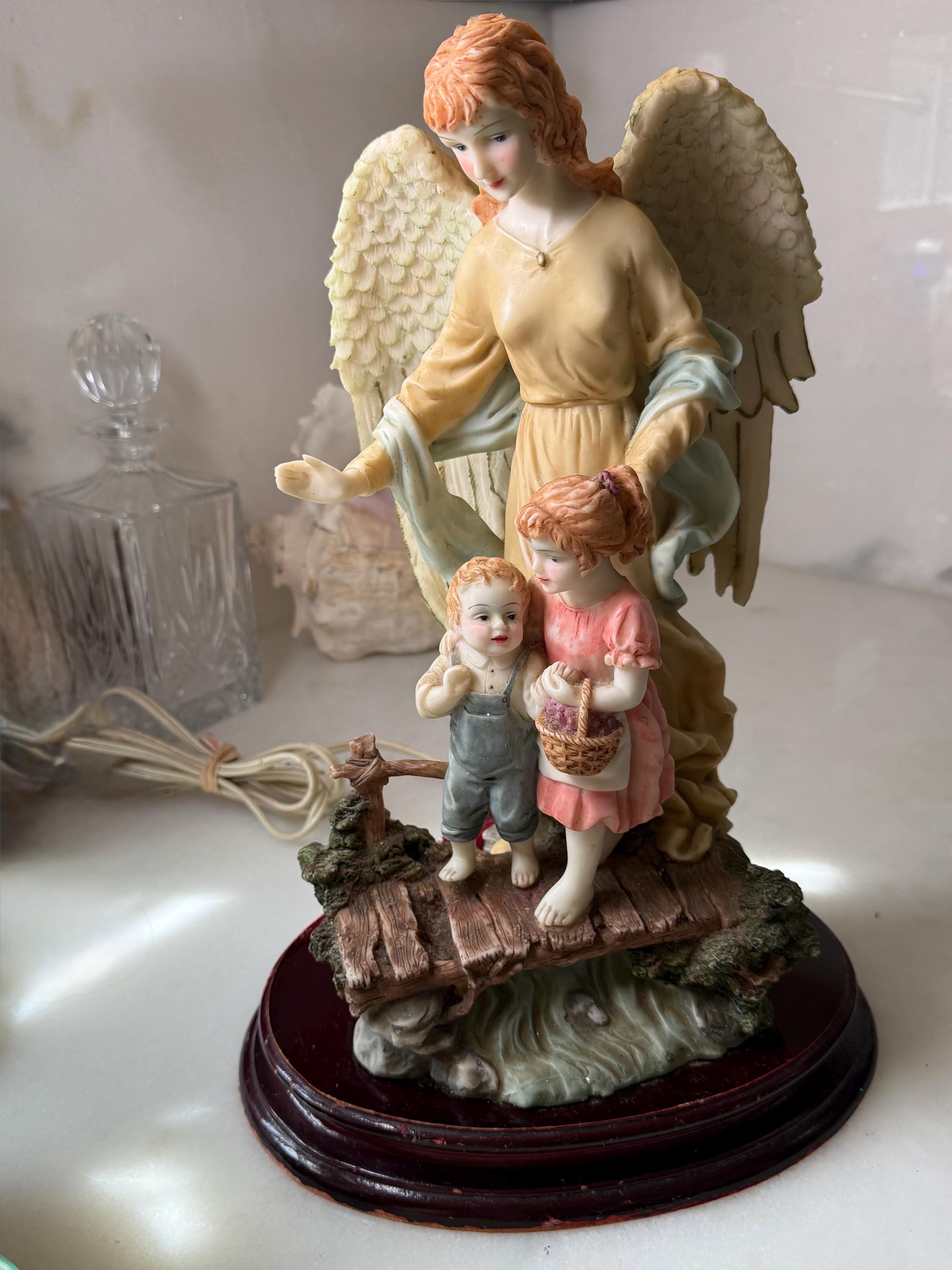 【希少】イタリア　アールヌーヴォー アンティークランプ　陶器 エンジェル 天使 Vintage Angel Lamp - Etsy