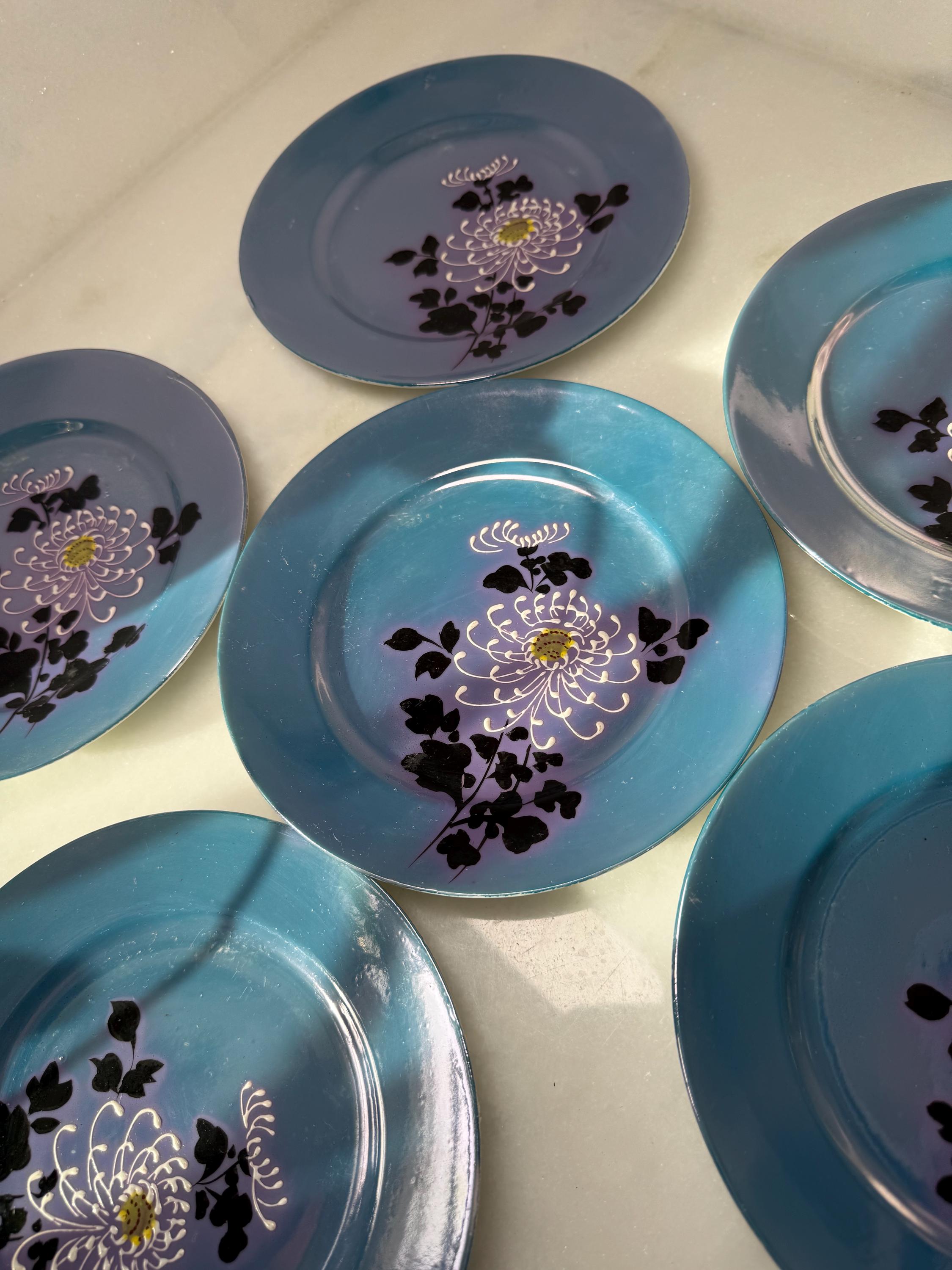 Vintage Japanese Lusterware Plates Set of 6 Floral Iridescent Vintage Japanese Lusterware Plates Set of 6 Floral Iridescent