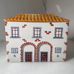 Italian vintage cookie jar canister Mancer Made in Italy ceramic canister Italian village country house decoration housewarming gift