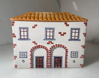 Italian vintage cookie jar canister Mancer Made in Italy ceramic canister Italian village country house decoration housewarming gift