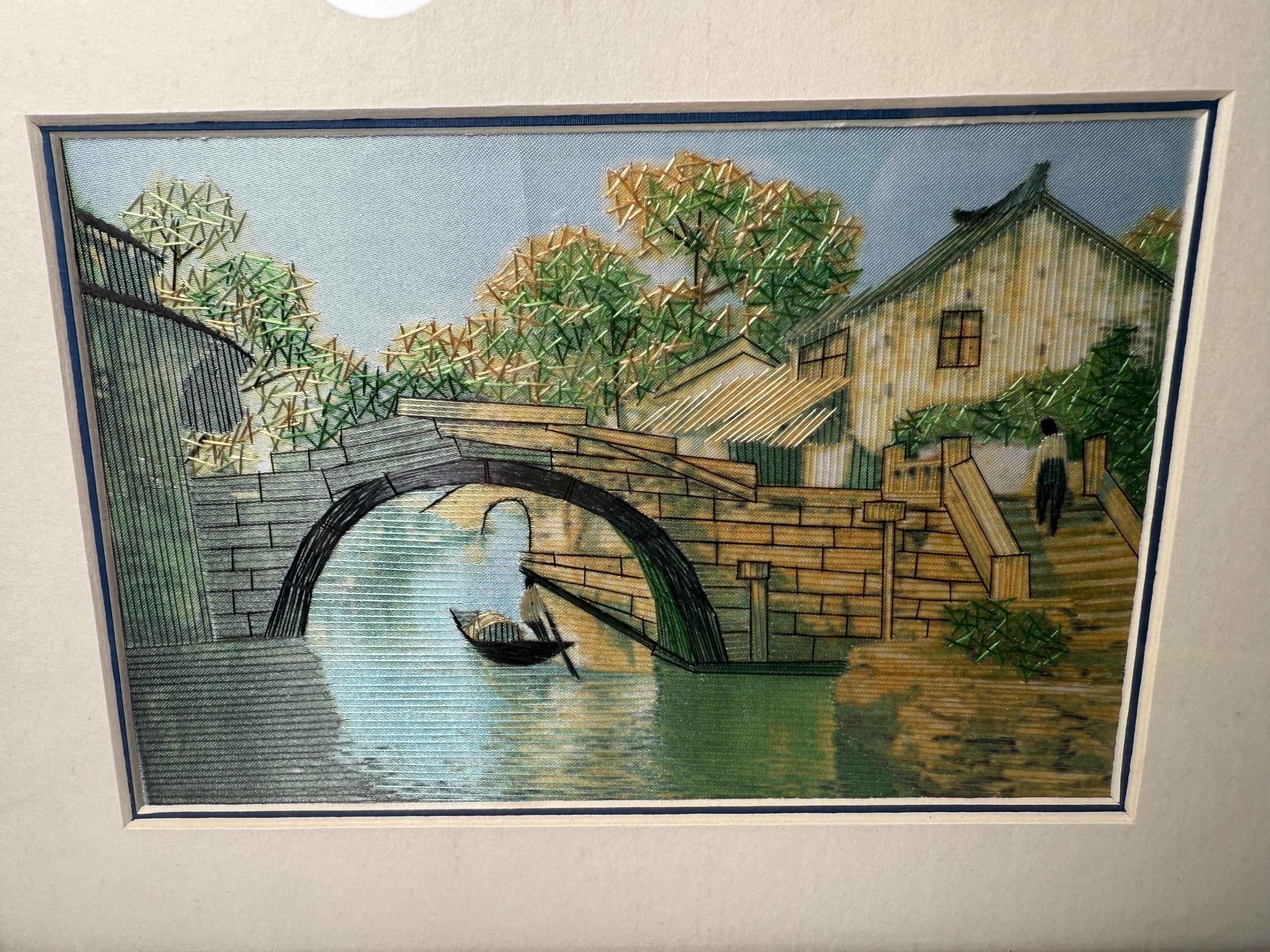 蘇州刺繍の山水画 Chinese Silk Art Suzhou Embroidery (su Xiu) Renowned Chinese Silk