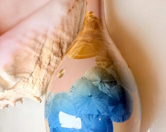 Vintage porcelain vase with crystalline glaze vibrant color transition from yellow-gold to deep cobalt blue handmade vase crystal glaze