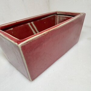 Vintage Yixing-stil oxblodsröd planteringskärl Bonsai-kruka utan bricka Rektangulär Sang de Boeuf hantverksplanteringskärl samlarobjekt keramik cirka 1960-1970-tal