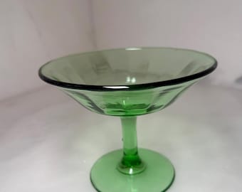 Vintage Green Depression Glass Compote Dish, Footed Candy Bowl