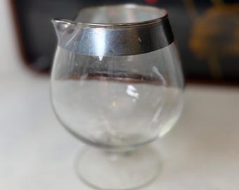 Vintage Dorothy Thorpe Genuine Cocktail Mixing Pitcher w Spout MCM Sterling Silver Band Snifter Pitcher with Ice Lip Mid Century Modern Gift