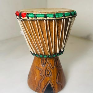 Djembe Drum African Hand Drum Vintage Instruments Hand Carved Solid Wood Drum