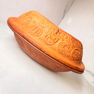 Vintage Tuscan Oven Terracotta Clay Baking Pot with Lid Rustic Italian Clay Roaster Sourdough Bread Oven Italy Chef Gift Housewarming
