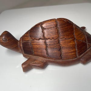 Turtle Carving Ironwood Sculpture Hand Carved Heavy Solid Wood Artist Carving Mid Century Modern Gift Housewarming