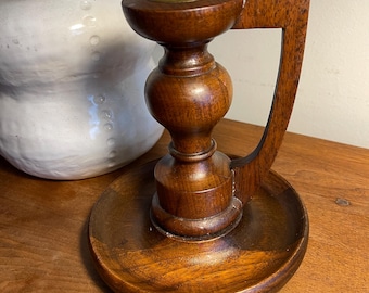Antique Candle Holder Turned Wood Candle Stick Holder Wooden Vintage Candleholder Gift Rustic Cozy Cottage Core Bridgerton Style