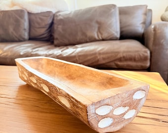 Vintage Carved Wood Dough Bowl, Rustic Farmhouse Decor country kitchen