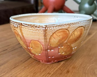 Colander Studio Pottery Berry Bowl Colander Peach Pink Handmade Ceramic Fruit Bowl Housewarming Gift