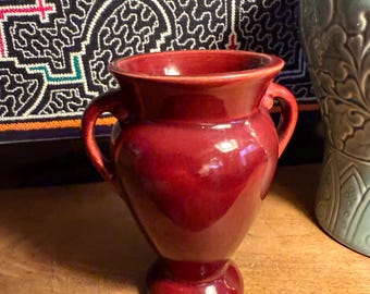 Vintage art-decovaas donkerrood 5 inch hoog circa 1930s 1940s eclectische boho home decor housewarming cadeau