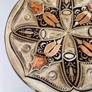 Copper Plate Hand Etched Wall Plate Eclectic Decor Artisan Craft Decoration Turkish