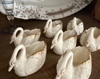 Lenox Porcelain Swans Fabulous set of seven vintage Lenox porcelain swan figurines, trinket dishes, salt cellars, cake topper wedding