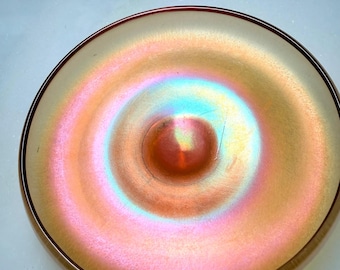 Vintage vibrant orange iridescent carnival glass bowl housewarming gift centerpiece
