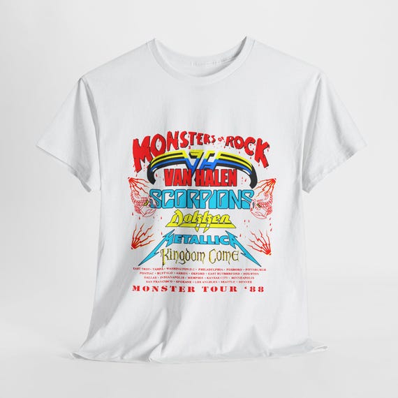 1988 Vintage Monsters of Rock Short Sleeve White T-shirt Size S-4X