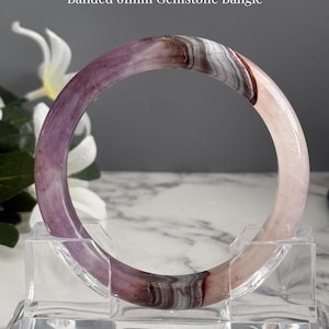 Amethist kant agaat armband 61 mm | Lavendelstenen sieraden | Alledaagse luxe