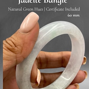 Certified Grade A Icy Jadeite Bangle – Natural Jade Bracelet | 60mm | Translucent Green Glow | Free Priority Shipping + Certificate